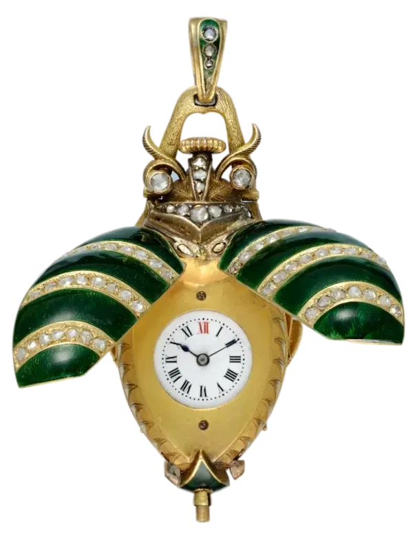 GOLD AND ENAMEL BEETLE FORM WATCH  1 transformed