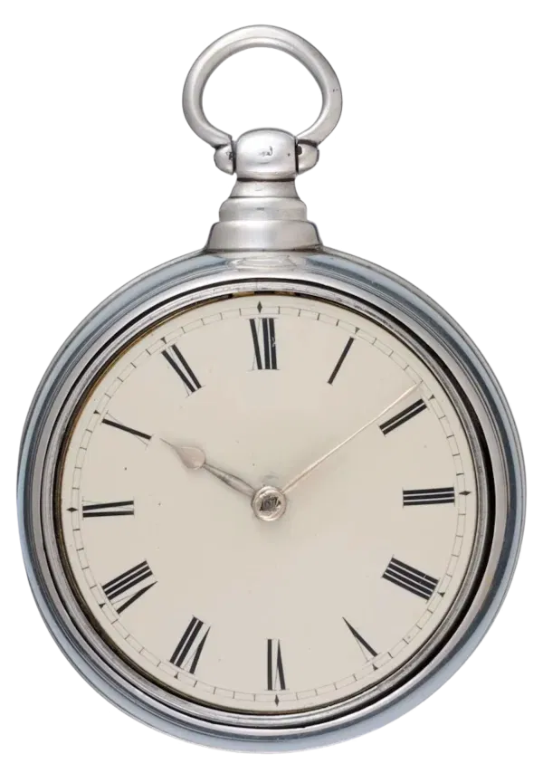 SILVER PAIR CASED RACK LEVER POCKET WATCH 1