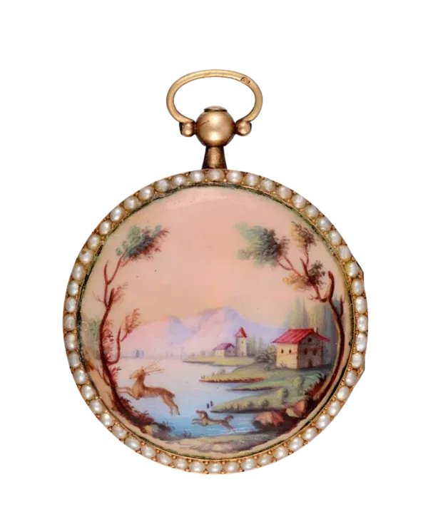 SMALL GOLD AND ENAMEL VERGE POCKET WATCH 1