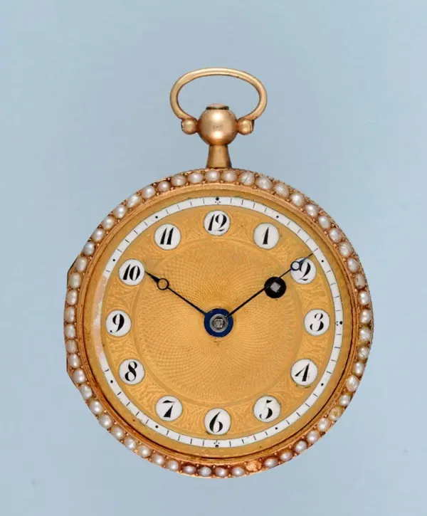 SMALL GOLD AND ENAMEL VERGE POCKET WATCH 3