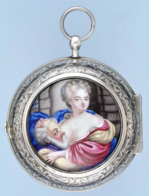 UNUSUAL MOCK PENDULUM VERGE WITH ENAMEL SCENES 2