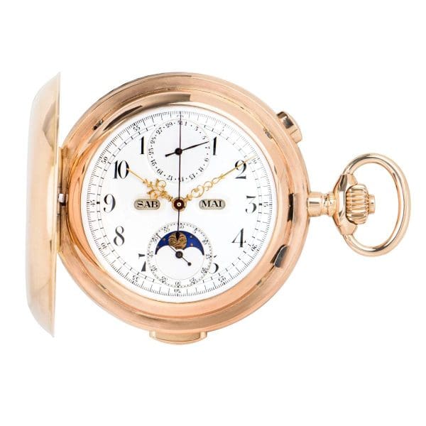 Volta Montre de poche chronographe en or rose 18 carats avec calendrier Full Hunter 6