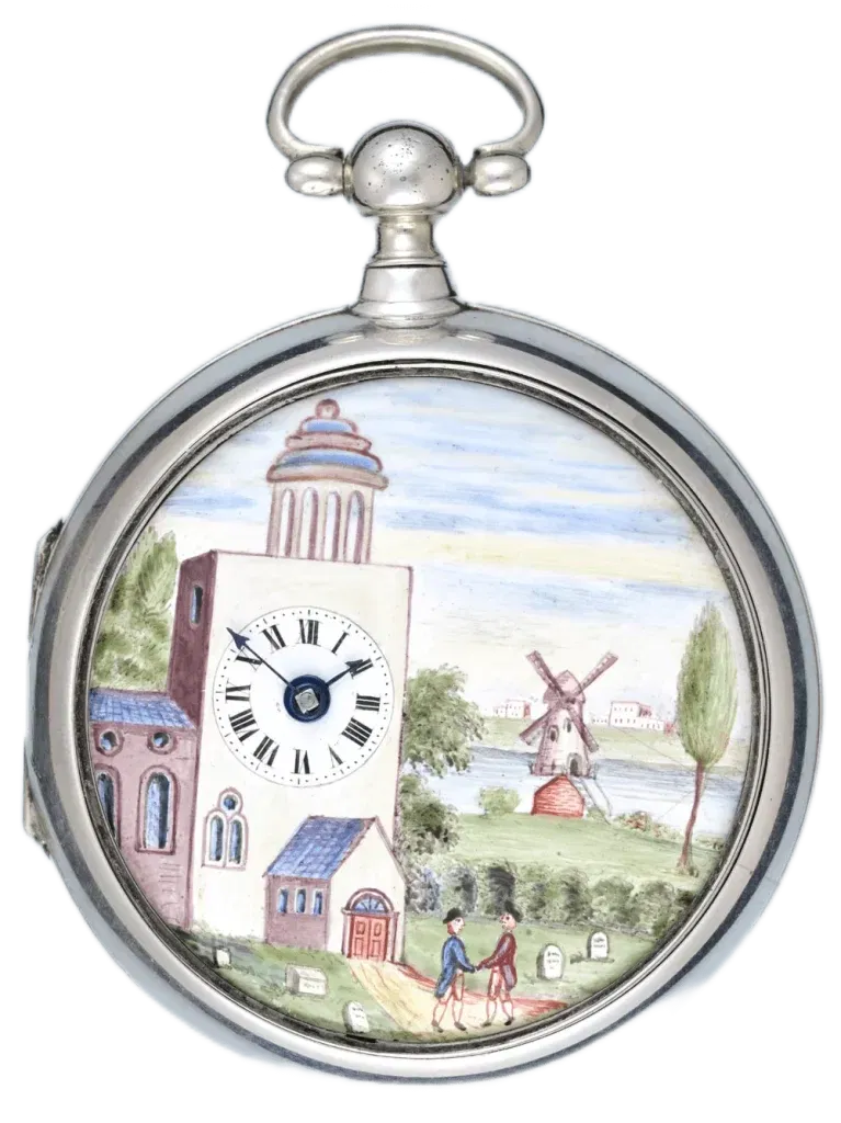 UNUSUAL PAINTED DIAL SILVER PAIR CASED VERGE 1 transformed Unusual and Rare Features in Antique Pocket Watches: Oddities and Curiosities : Watch Museum January 2025